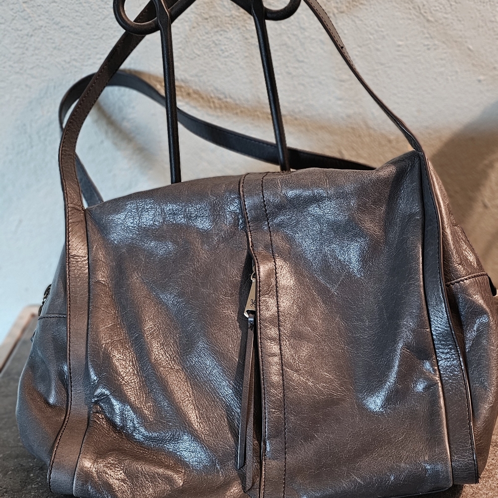 HOBO Grey Leather Shoulder Bag